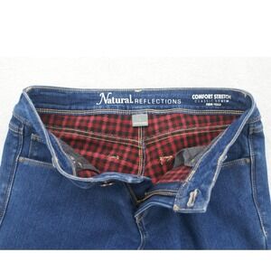 Natural Reflections Flannel Lined Jeans Womens 4 Blue Straight Leg Plaid Winter
